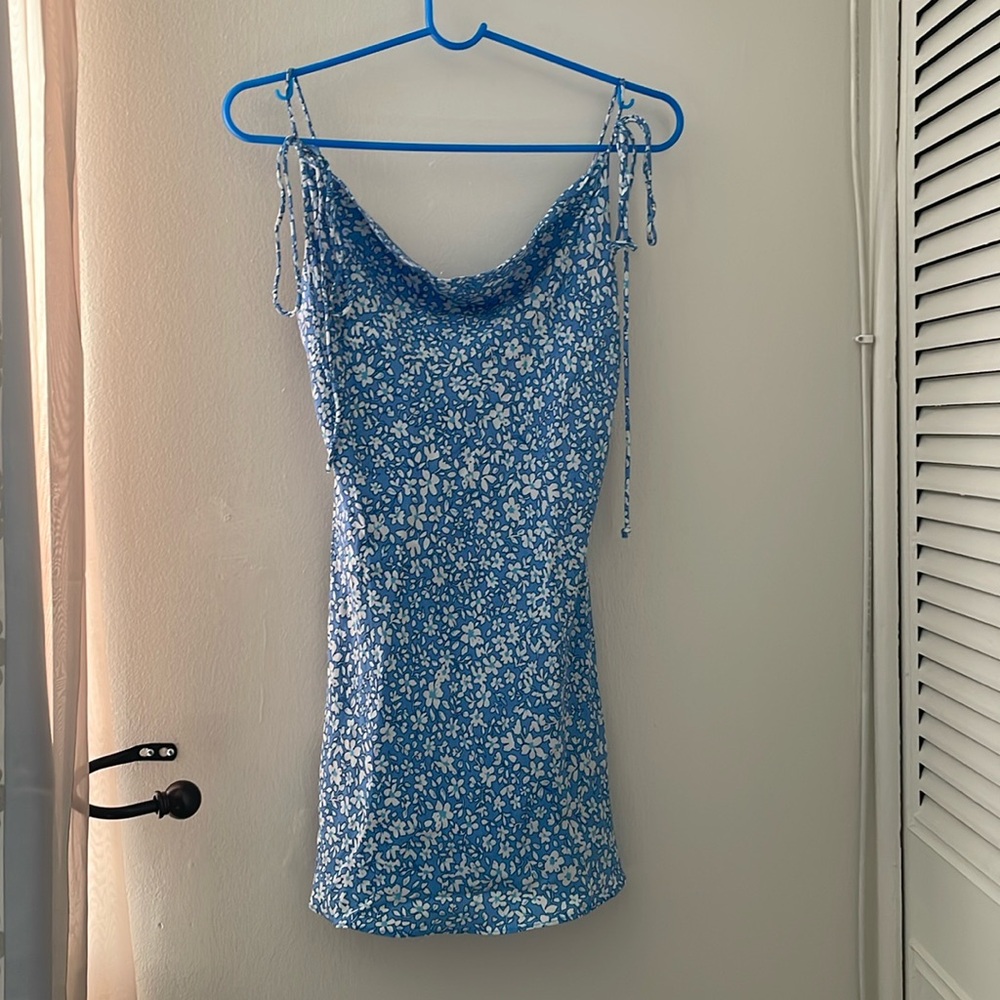 Blue floral mini dress